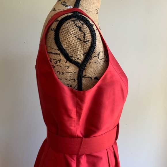 Talbots red silk belted dress 10 - Picture 5 of 11